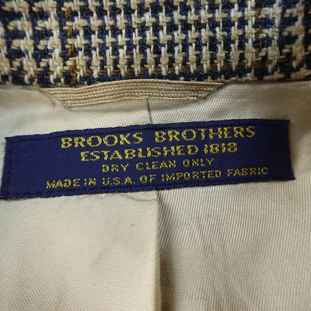 VTG Brooks Brothers Blazer Mens 42L Brown Tweed Plaid Sport Coat Suit Jacket USA